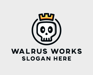 Crown Skull Badge logo design