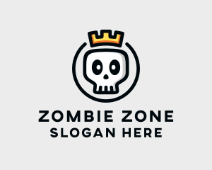 Zombie - Crown Skull Badge logo design