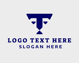 Cat - Blue Feline Letter T logo design