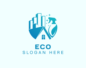 Sanitary - House Cleaning Building logo design