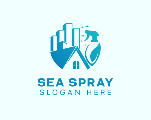 House Cleaning Building logo design