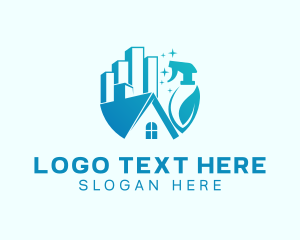 Spray Bottle - House Cleaning Building logo design