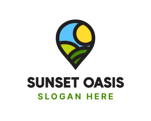 Sunrise Location Pin logo design