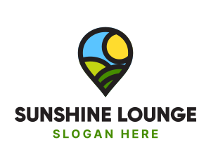 Sunrise Location Pin logo design