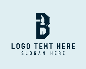 Tool - Hammer Nail Letter B logo design