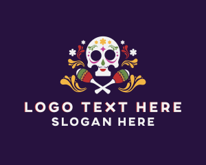 Music - Festive Skull Skeleton logo design