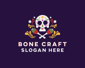 Skeleton - Festive Skull Skeleton logo design