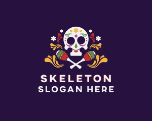 Festive Skull Skeleton logo design