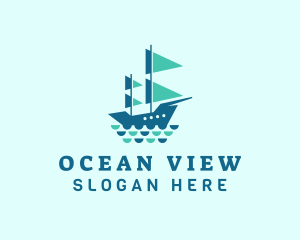 Ocean Galleon Ship logo design