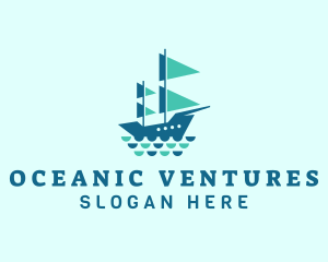 Ocean Galleon Ship logo design