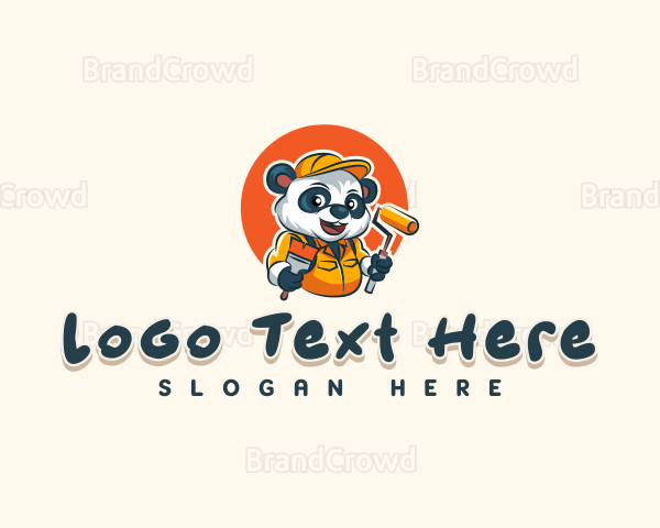 Cute Painter Panda Logo