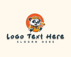 Animal - Cute Painter Panda logo design