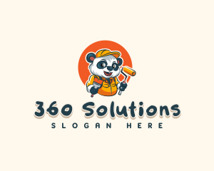 Cute Painter Panda logo design