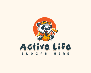 Cute Painter Panda logo design