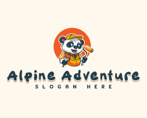 Cute Painter Panda logo design