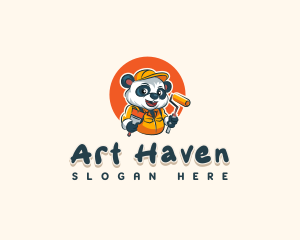 Cute Painter Panda logo design