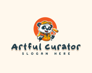 Cute Painter Panda logo design