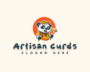 Cute Painter Panda logo design