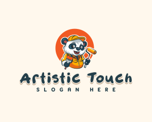 Cute Painter Panda logo design