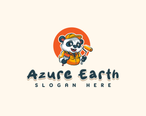 Cute Painter Panda logo design