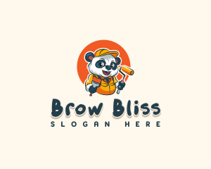 Cute Painter Panda logo design