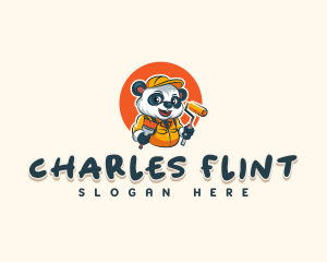 Cute Painter Panda logo design