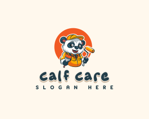 Cute Painter Panda logo design