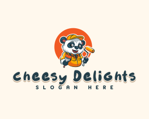 Cute Painter Panda logo design