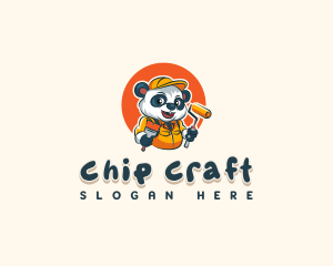 Cute Painter Panda logo design