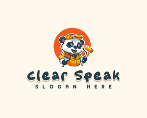 Cute Painter Panda logo design