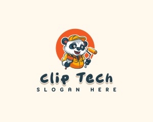 Cute Painter Panda logo design