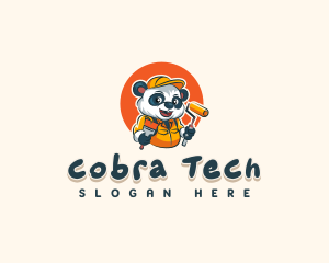 Cute Painter Panda logo design