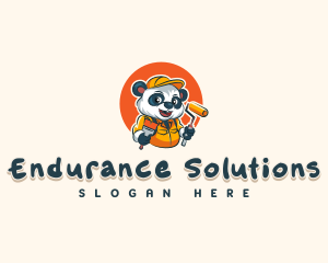 Cute Painter Panda logo design