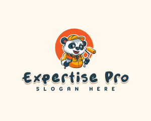 Cute Painter Panda logo design