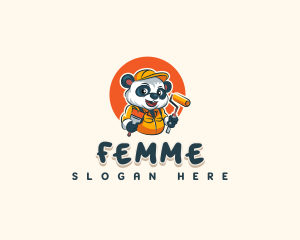 Cute Painter Panda logo design