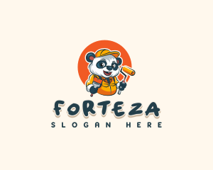 Cute Painter Panda logo design