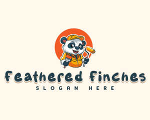 Cute Painter Panda logo design