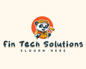 Cute Painter Panda logo design