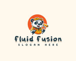 Cute Painter Panda logo design