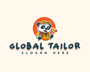 Cute Painter Panda logo design