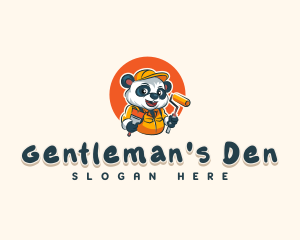 Cute Painter Panda logo design