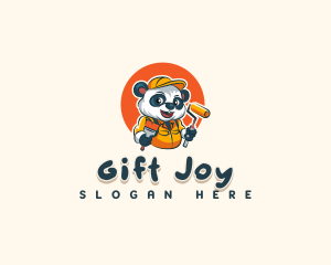 Cute Painter Panda logo design