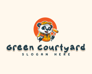 Cute Painter Panda logo design