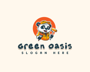 Cute Painter Panda logo design