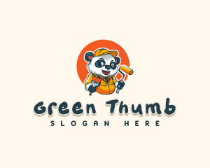 Cute Painter Panda logo design