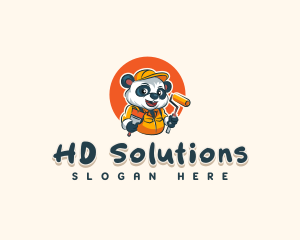 Cute Painter Panda logo design