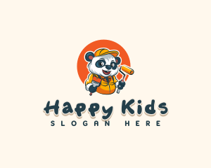 Cute Painter Panda logo design