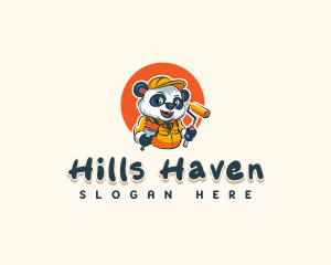 Cute Painter Panda logo design