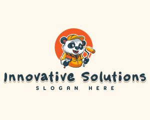 Cute Painter Panda logo design