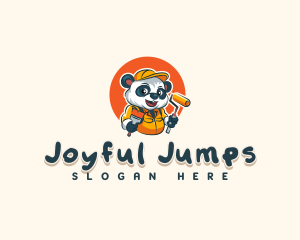 Cute Painter Panda logo design